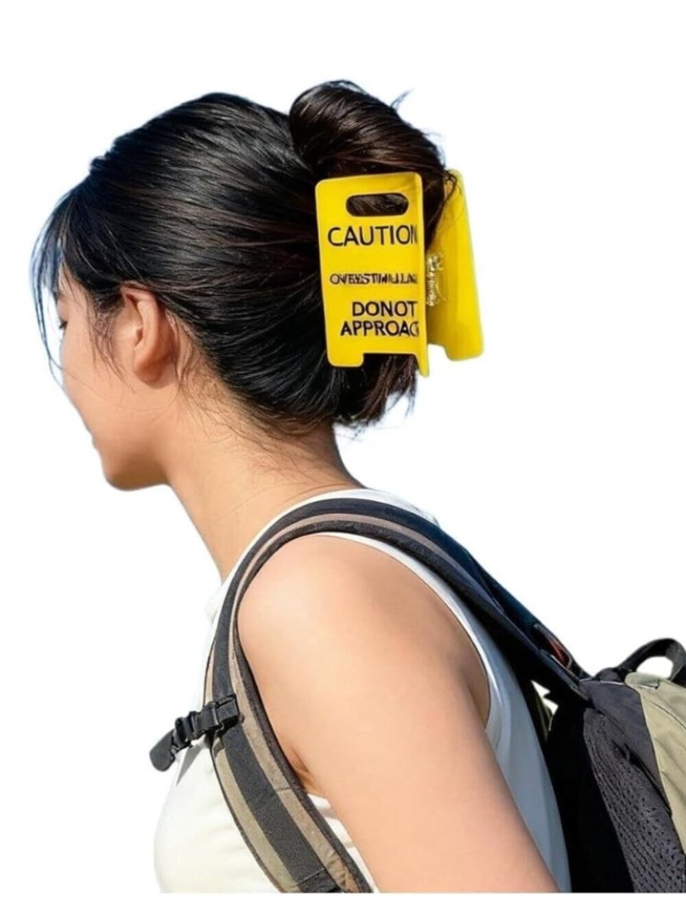 Overstimulated Caution Sign Hair Claw Clip, Yellow Caution Hair Clip